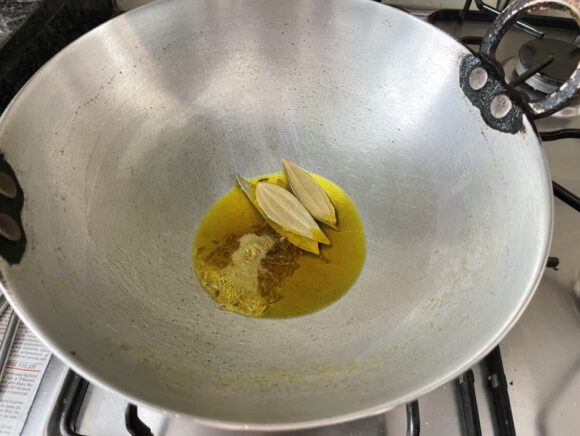 add bay leaf, cumin seed