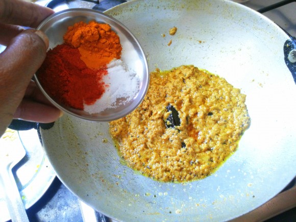 adding dry masala