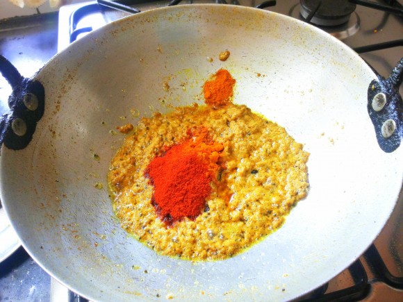 adding dry masala