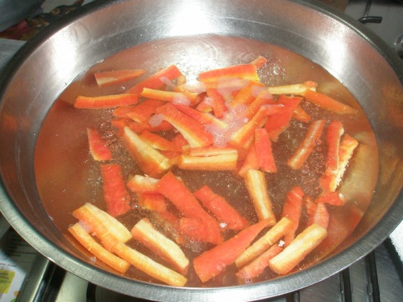 blanching the carrot