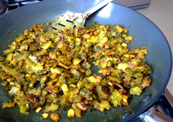 frying bitter gourd