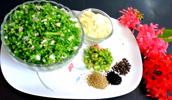 Ingredients of Spring onion pakoda 