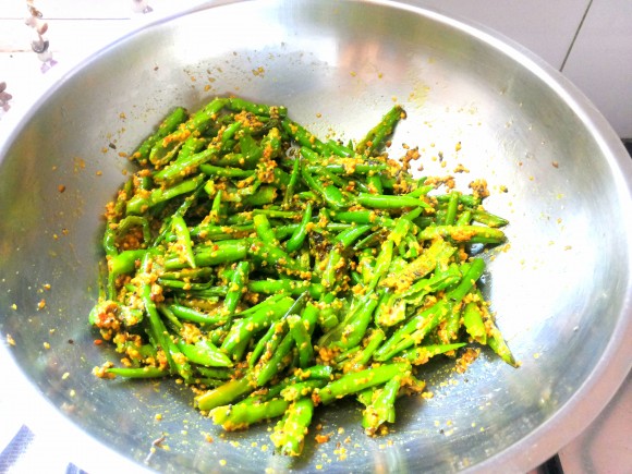 Green chili pickle (Hari Mirch ka Achar) 