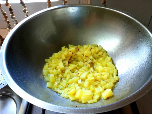 frying potatoes