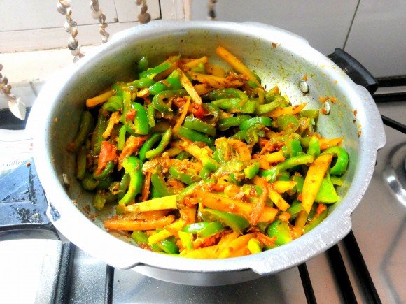 frying the vegetable