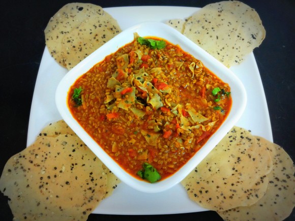 Methi (fenugreek seed) papad ki sabji