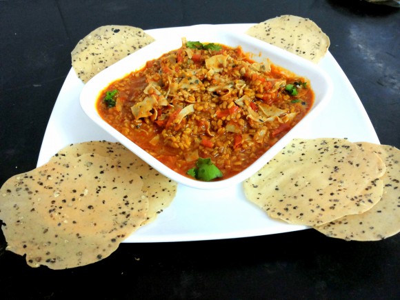 Methi (fenugreek seed) papad ki sabji