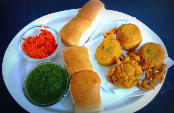 serving vada- pav