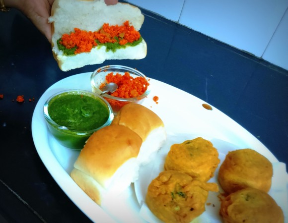 serving vada- pav