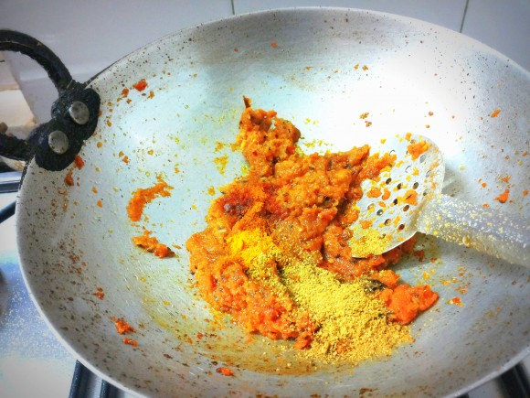 Adding masala