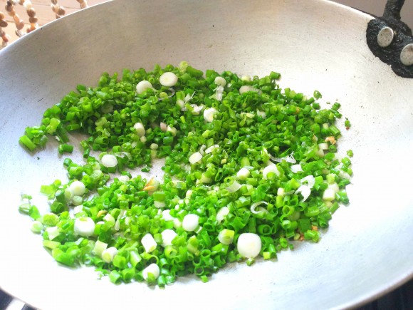 adding spring onion