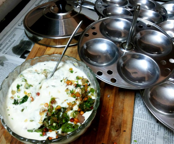 masala mixing into batter