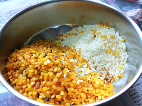 roasted dal along with rice