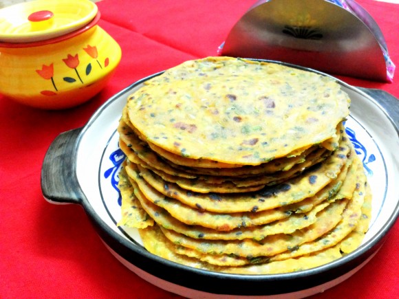 Spring onion thepla (Guajarati dish)