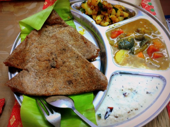 Ragi (Finger millet) dosa/ fermented crepe