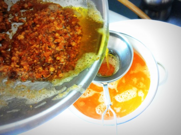 Pass the ghee through a strainer 