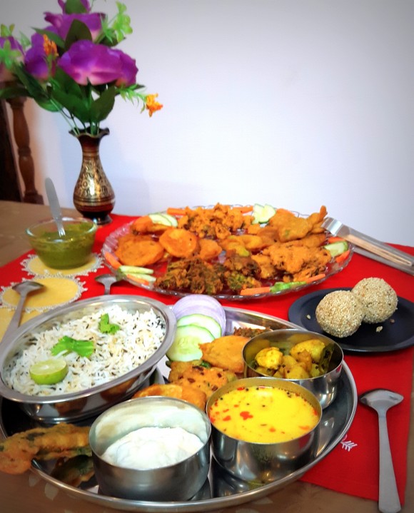 Holika dahan day (one day before Holi) Thali (from Bihar)