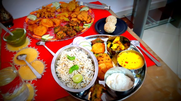 Holika dahan day (one day before Holi) Thali (from Bihar)