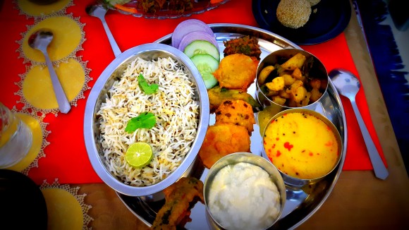 Holika dahan day (one day before Holi) Thali (from Bihar)