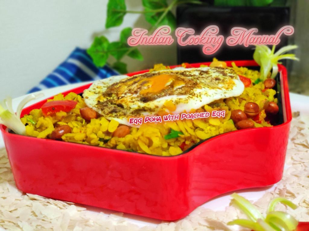 Poached Egg Poha (Beaten Rice)