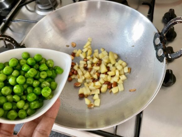 add peas,