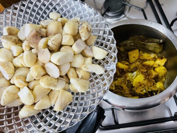 add chopped Singhara (water chestnut)