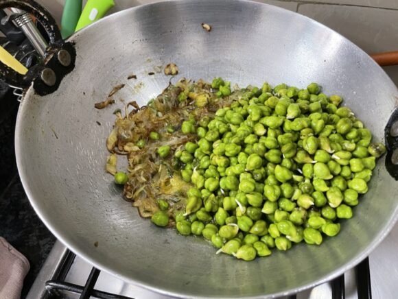 Add green chick peas stir fry