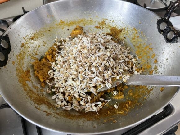 add sprouted matki beans