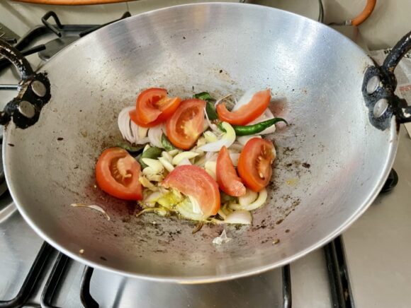 add roughly chopped onion,