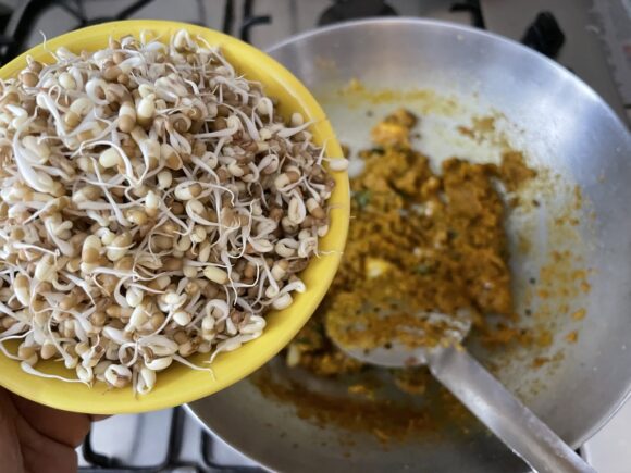 add sprouted matki beans