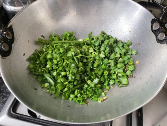 add spring onion and green chilli