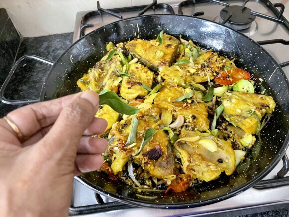 spread sprouts, left over onion and curry leaves