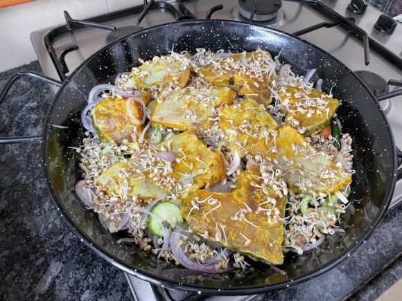 spread sprouts and left over onion