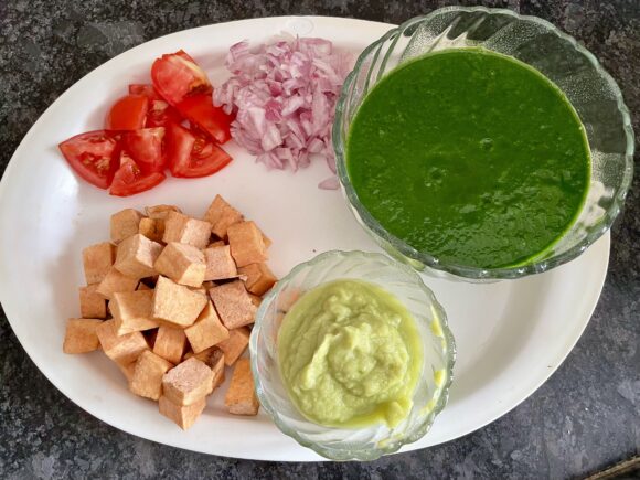 Ingredients, Chopped & Grind the green chilli, ginger and garlic all together as a fine paste 