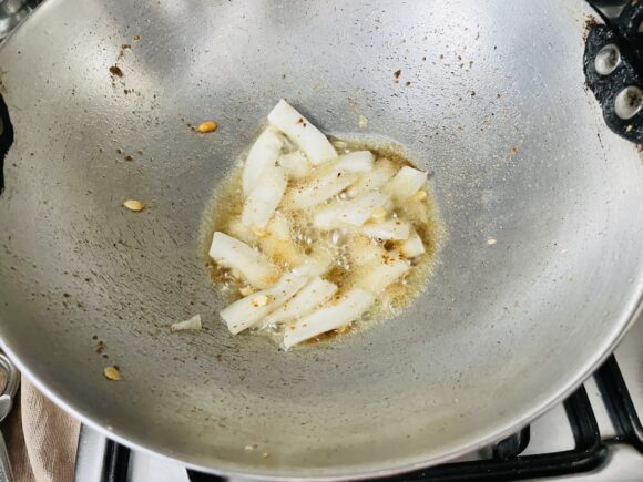 frying coconut