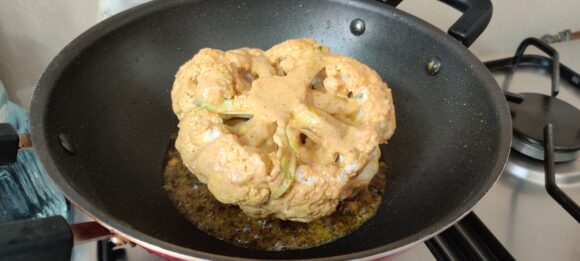 shallow fry the marinated cauliflower